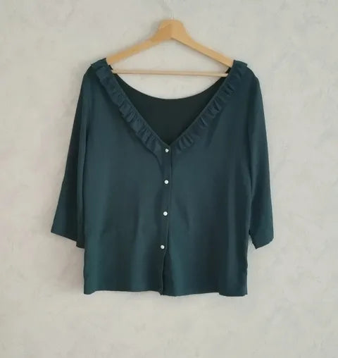 Réf 0074 - Seconde main - Blouses manches 3/4 vert foncé Y'Coo Paris taille S