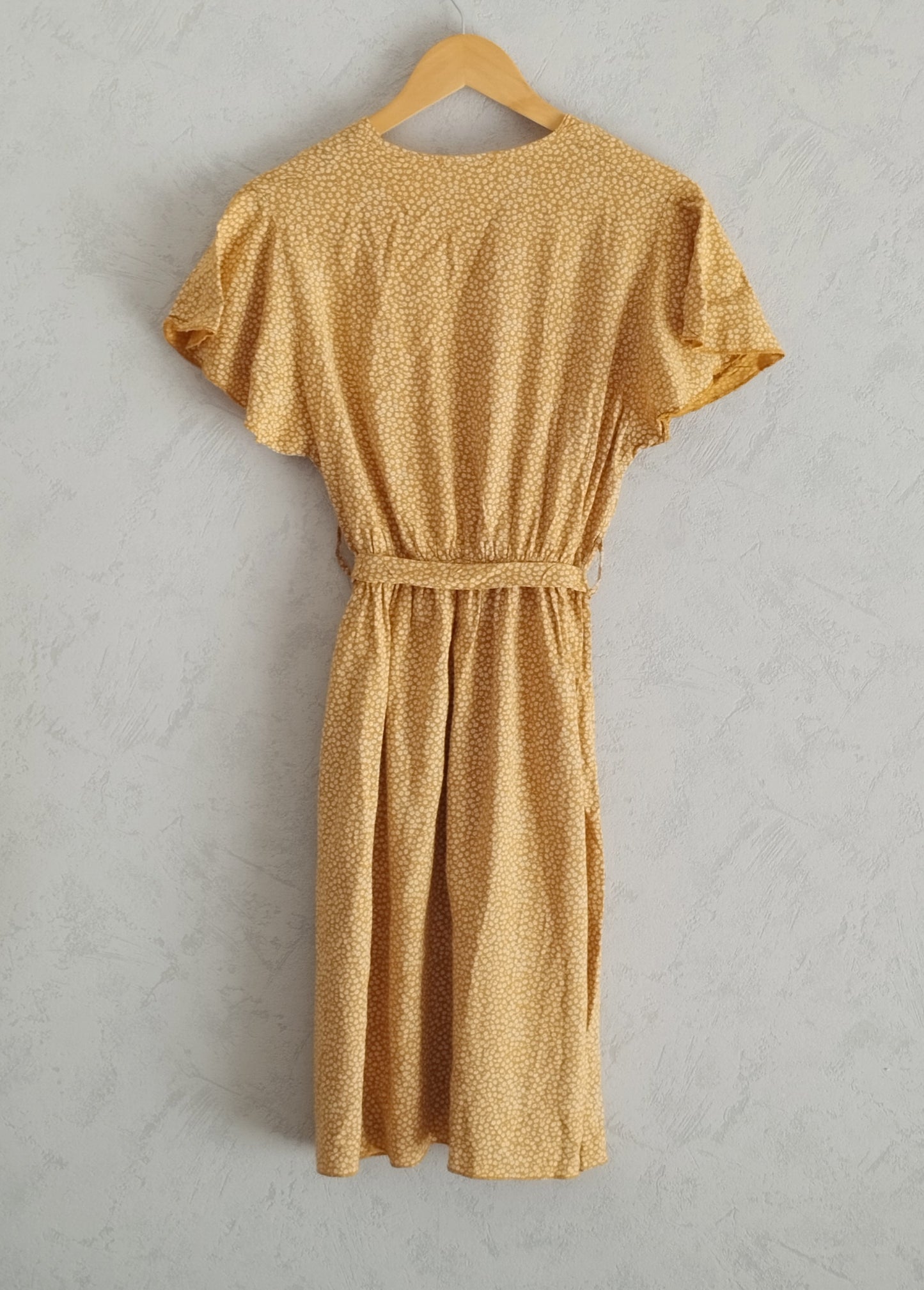 Réf 0070 - Seconde main - Robe fleurie moutarde Made in Italy taille unique