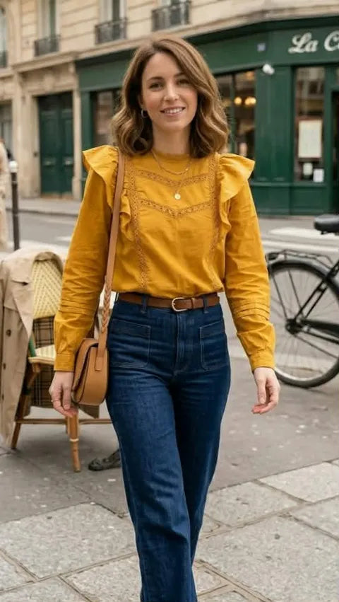 Réf 0091 - Seconde main - Blouse manches longues moutarde Manoukian taille 40