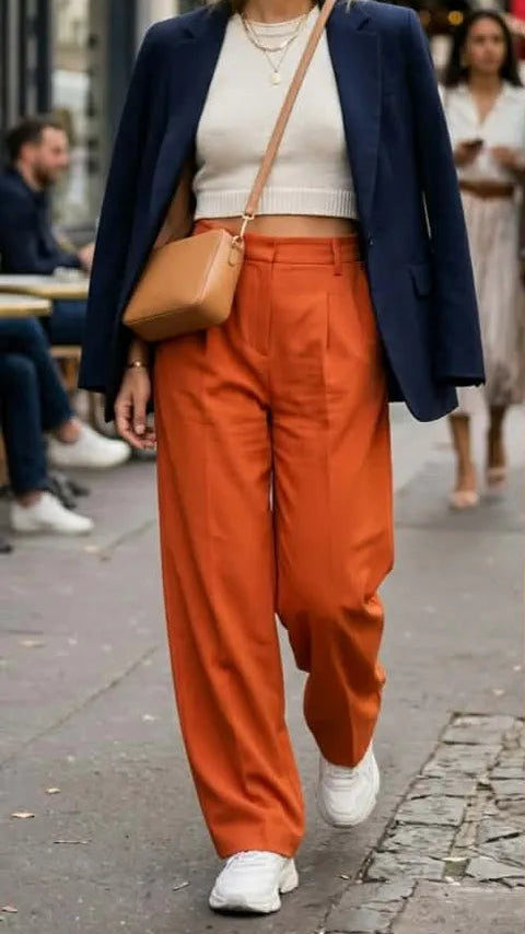 Réf 0086 - Seconde main - Pantalon jambe large orange Halara taille S