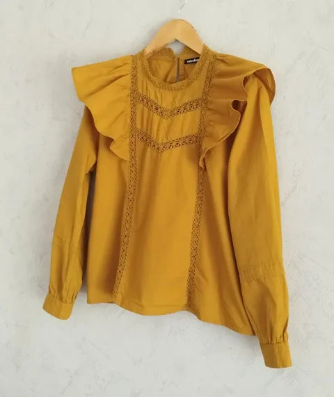Réf 0091 - Seconde main - Blouse manches longues moutarde Manoukian taille 40