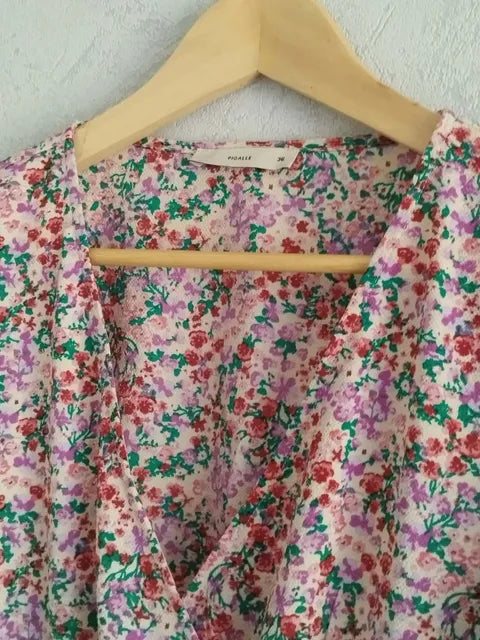 Réf 0093 - Seconde main - Blouse cache coeur fleurie Pigalle taille 36