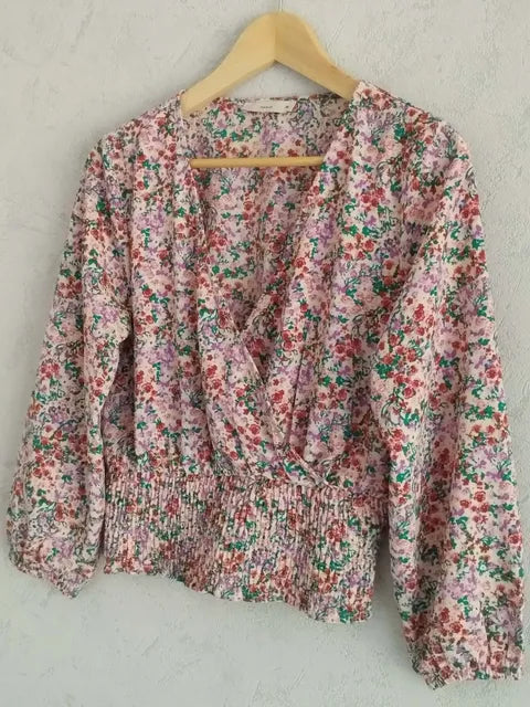 Réf 0093 - Seconde main - Blouse cache coeur fleurie Pigalle taille 36