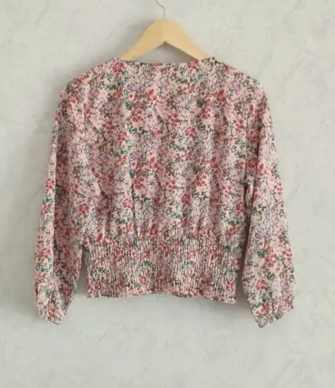 Réf 0093 - Seconde main - Blouse cache coeur fleurie Pigalle taille 36