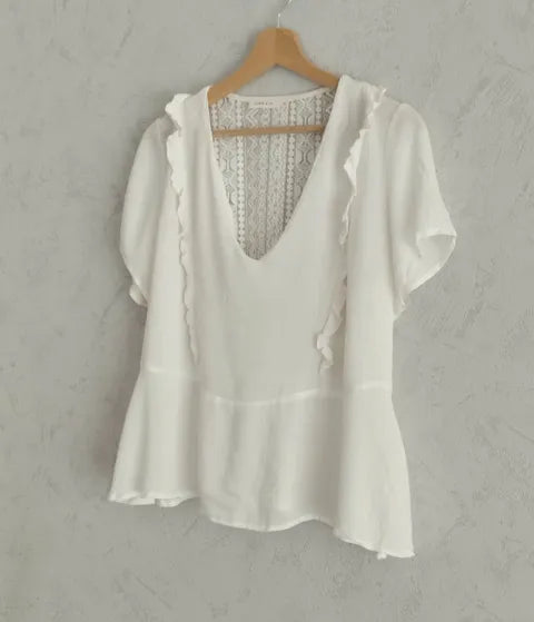Réf 0072 - Seconde main - Blouse blanches manches courtes Lovie&Co taille M