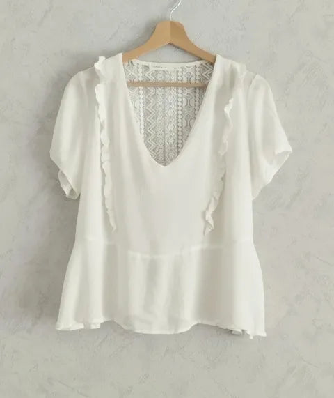 Réf 0072 - Seconde main - Blouse blanches manches courtes Lovie&Co taille M