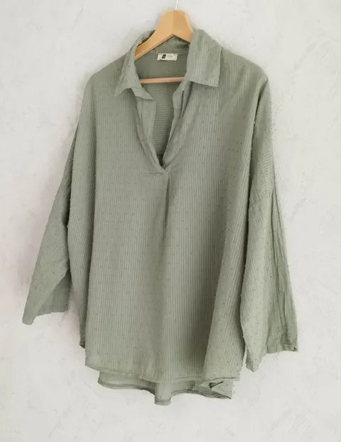 Réf 0073 - Seconde main - Blouse manches 3/4 kaki By Izéa taille XL