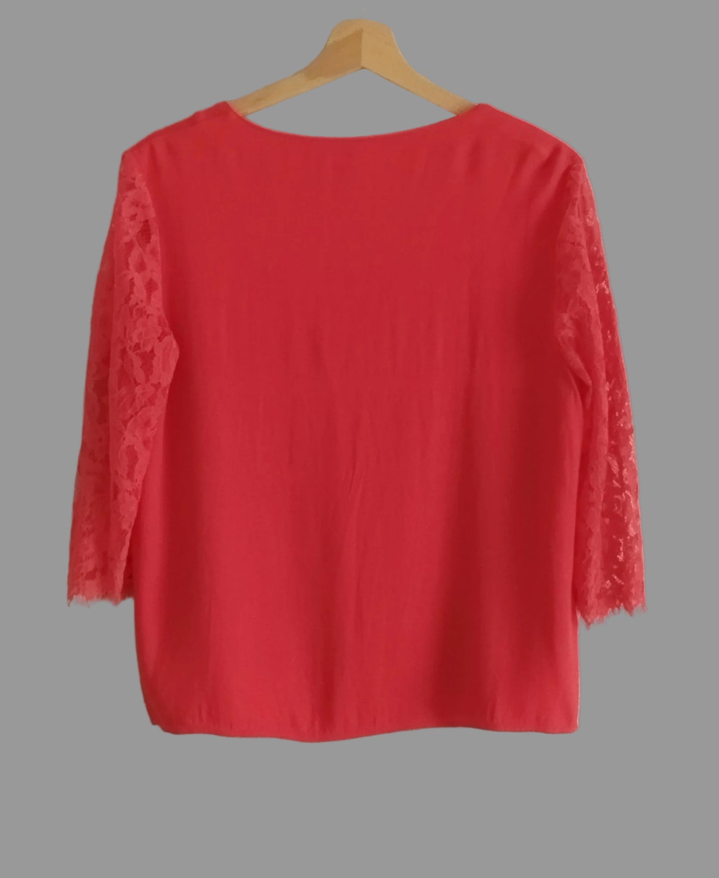 Réf 0049 - Seconde main - Blouse manches 3/4 en dentelle corail Promod Taille 40