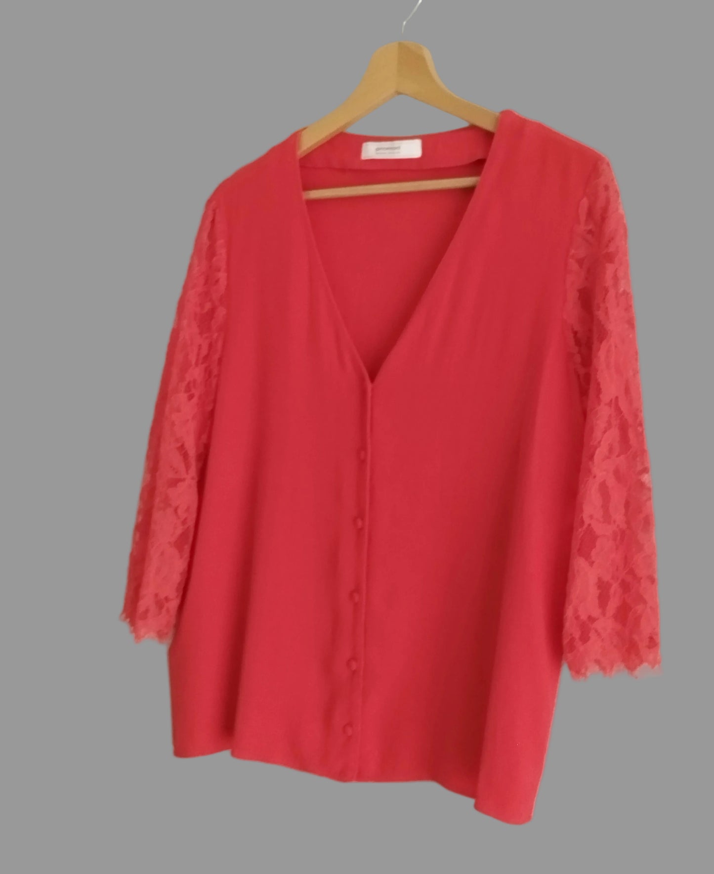 Réf 0049 - Seconde main - Blouse manches 3/4 en dentelle corail Promod Taille 40