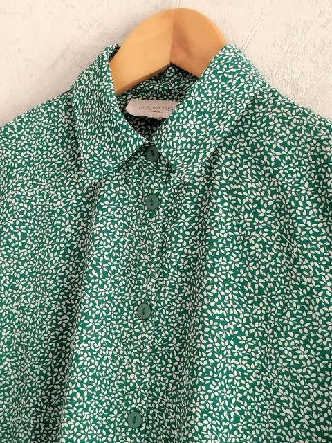 Réf 0083 - Seconde main - Chemise manches longues fleurie In April 1986 taille S
