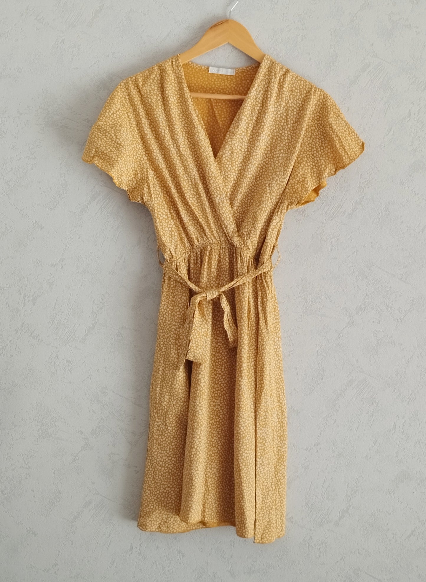 Réf 0070 - Seconde main - Robe fleurie moutarde Made in Italy taille unique