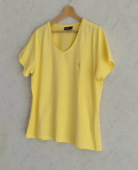 Réf 0076 - Seconde main - T-shirt manches courtes jaune Pièces taille XL