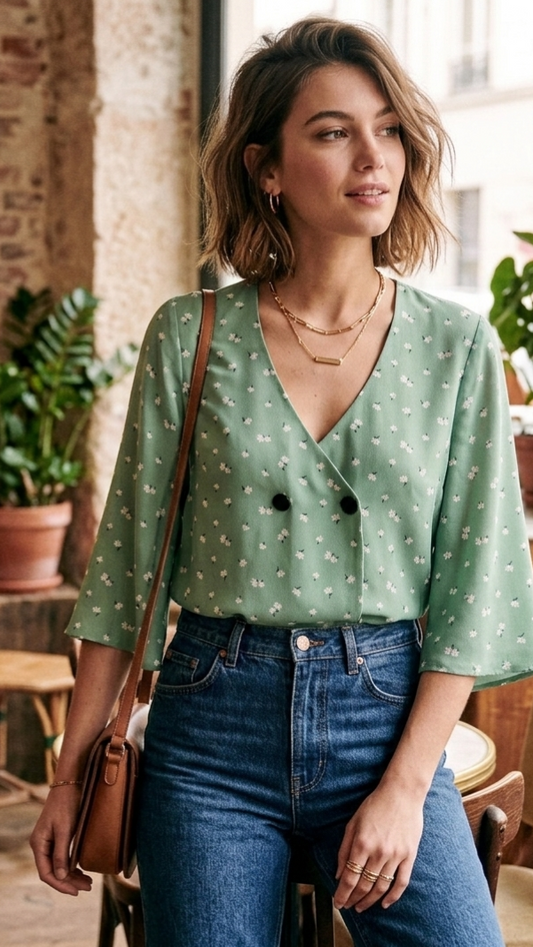 Réf 0069 - Seconde main - Blouse verte Lefties taille M