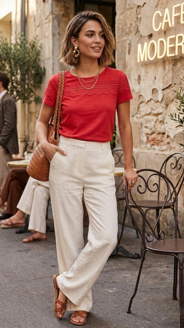 Réf 0064 - Seconde main - Top rouge manches courtes Promod taille M