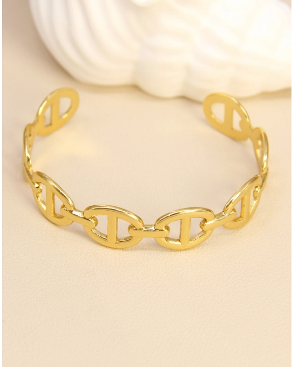 Bracelet Nùria manchette mailles marine doré réf 0041