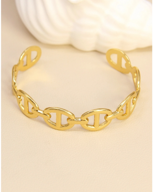 Bracelet Nùria manchette mailles marine doré réf 0041